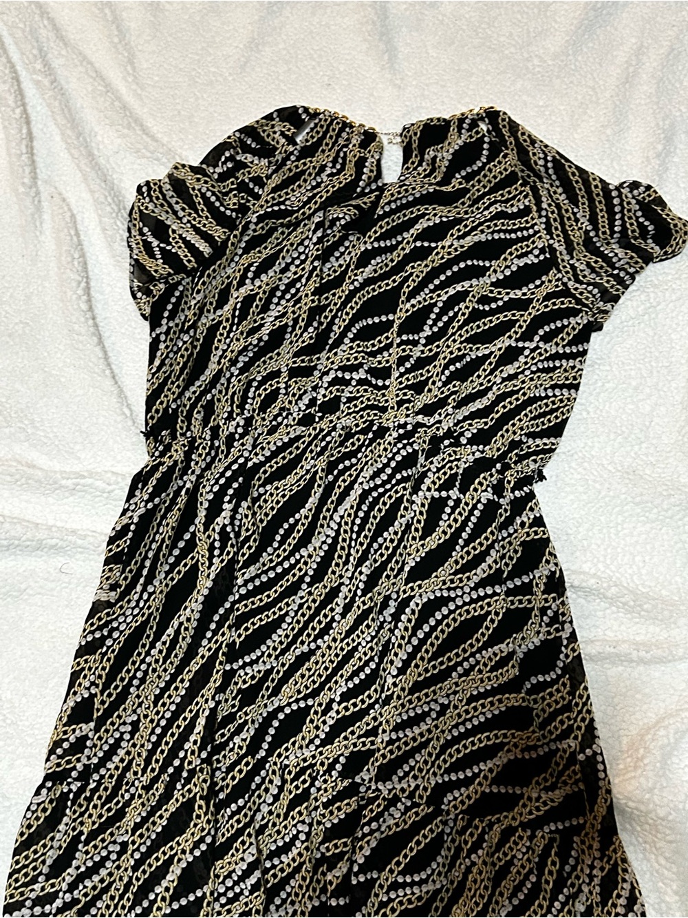 Michael Kors Black Dress with Gold and White Chain Pattern